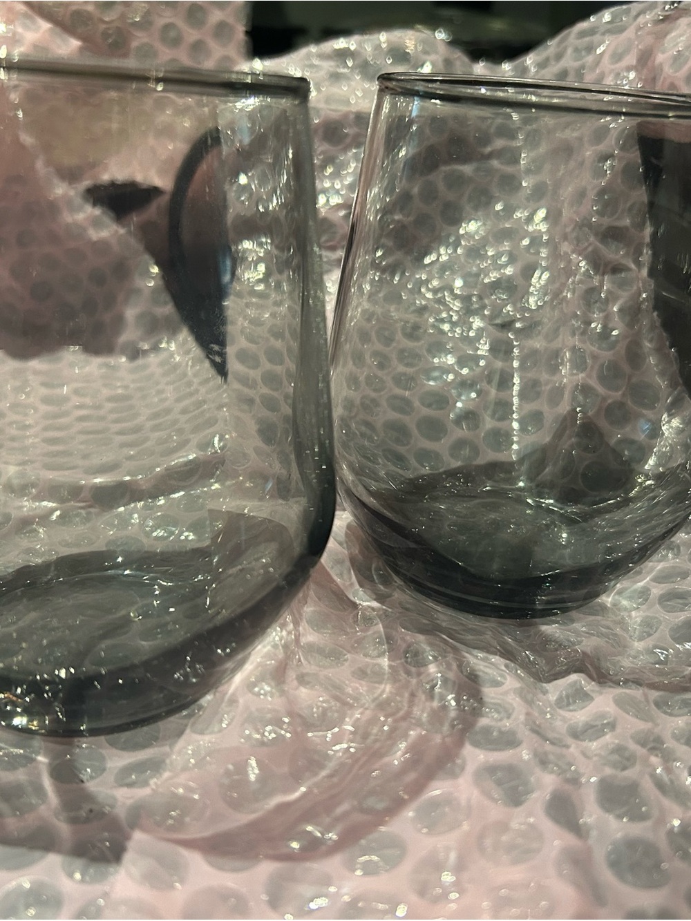 Smoky Gray Stemless Glass Tumblers - Set of 2